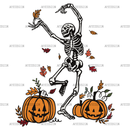 Leaves Are Falling Skeleton Is Dancing-3 DTF Transfer