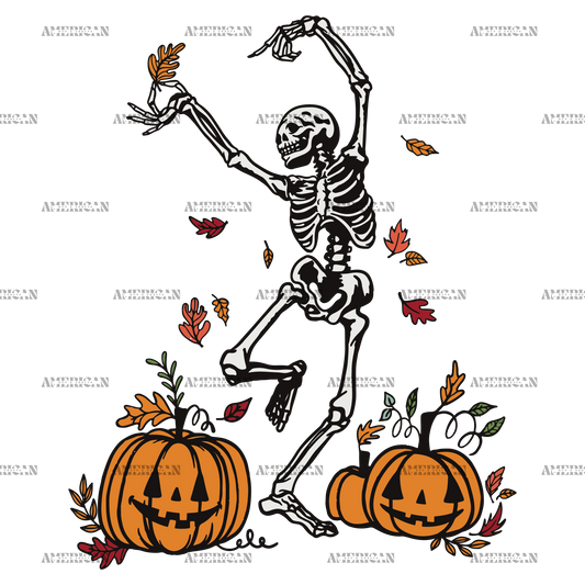 Leaves Are Falling Skeleton Is Dancing-3 DTF Transfer