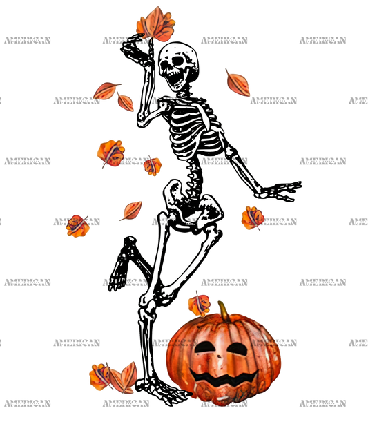 Leaves Are Falling Skeleton Is Dancing-4 DTF Transfer