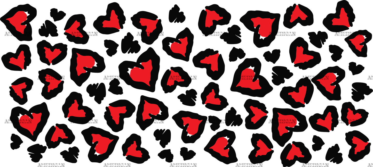 Leopard Hearts Red UV DTF Transfer