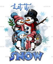 Let It Snow Snowman Family DTF Transfer