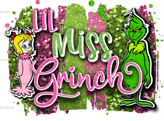 Lil Miss Grinch Paint Strokes DTF Transfer