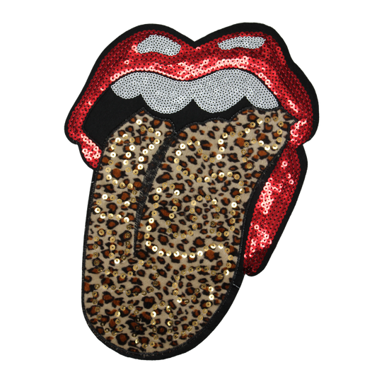 Lips Leopard Tongue Patch (Large/Sequin)