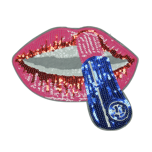 Lipstick And Lips Patch (Large/Sequin)