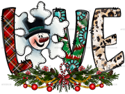Love Christmas Snowman DTF Transfer