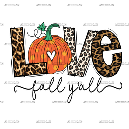 Love Fall Yall Pumpkin-2 DTF Transfer