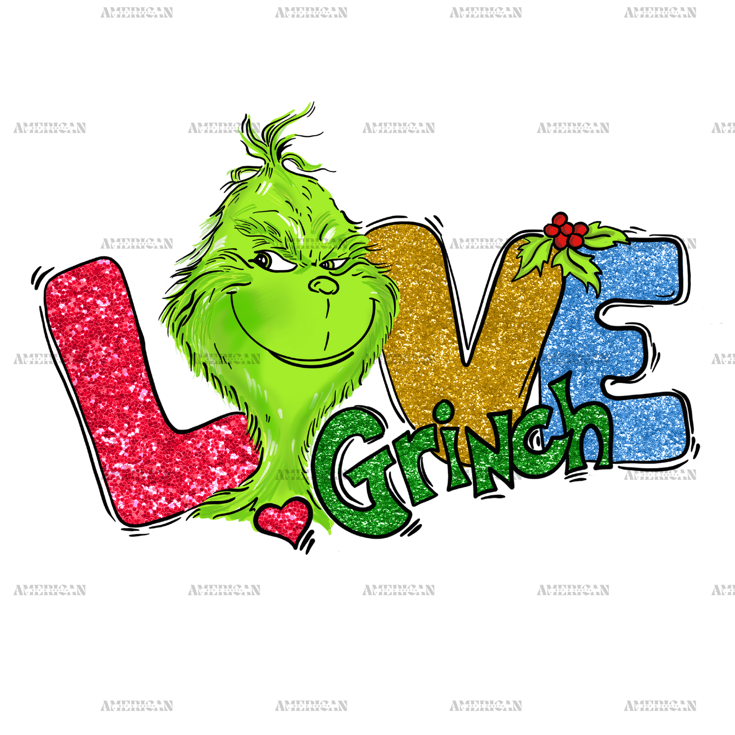 Love Grinch Multicolor DTF Transfer