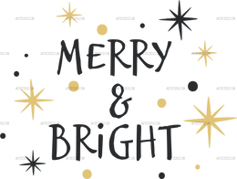 Merry And Bright Badge DTF Transfer