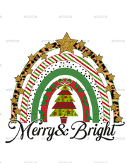 Merry And Bright Rainbow DTF Transfer