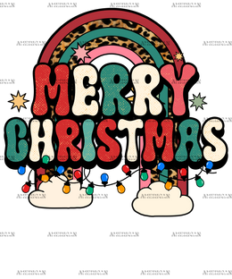 Merry And Bright Rainbow Lights DTF Transfer