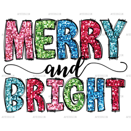 Merry And Bright Shining Colors DTF Transfer