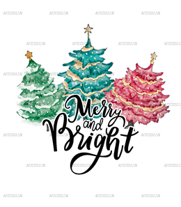 Merry And Bright Trees-1 DTF Transfer