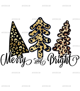 Merry And Bright Trees-2 DTF Transfer