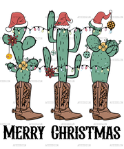 Merry Christmas Cactus Shoe DTF Transfer