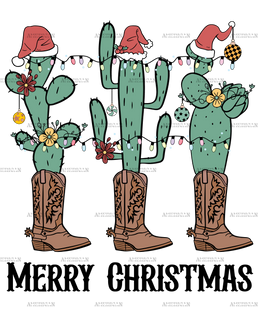 Merry Christmas Cactus Shoe DTF Transfer