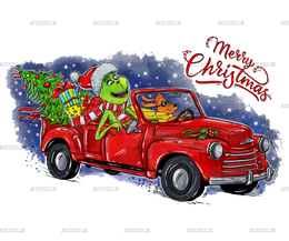 Merry Christmas Grinch Truck DTF Transfer