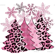 Merry Christmas Pink Trees DTF Transfer