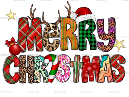 Merry Christmas Reindeer Horns DTF Transfer
