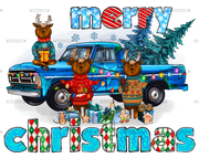 Merry Christmas Reindeers DTF Transfer