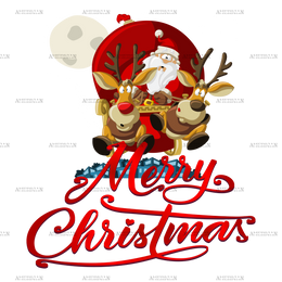 Merry Christmas Santa Sleigh DTF Transfer