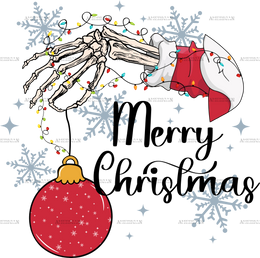 Merry Christmas Skeleton Bell DTF Transfer