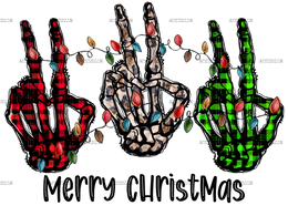 Merry Christmas Skeleton Hands DTF Transfer
