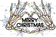 Merry Christmas Skeleton Heart DTF Transfer