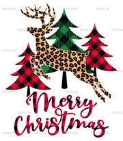 Merry Christmas Trees And Reindeer DTF Transfer