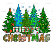 Merry Christmas Trees Winter DTF Transfer