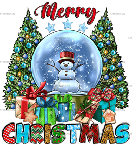 Merry Christmas With Snow Globe DTF Transfer