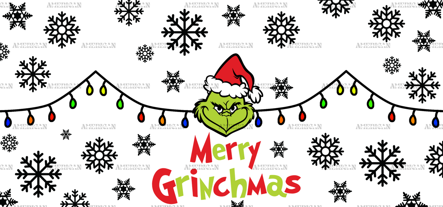 Merry Grinchmas Lights UV DTF Transfer