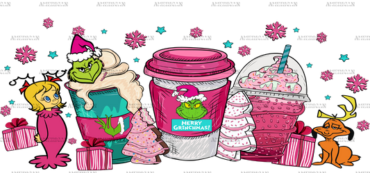 Merry Grinchmas Pink Latte UV DTF Transfer