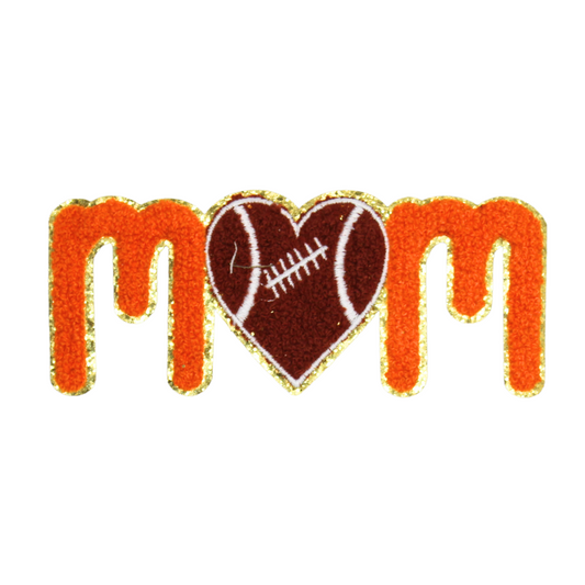 Mom Football Heart Patch (Small/Chenille)