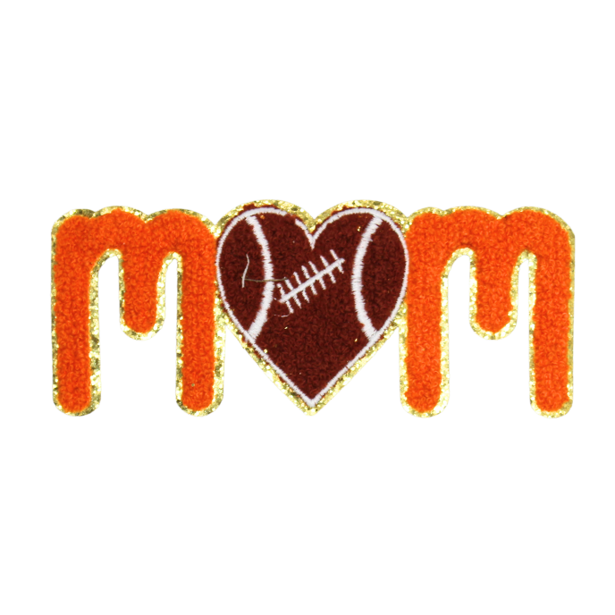 Mom Football Heart Patch (Medium/Chenille)