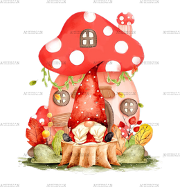 Mushroom Home Gnome DTF Transfer