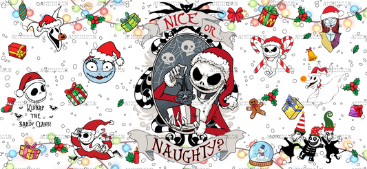 Nice Or Naughty Christmas Snowfall UV DTF Transfer