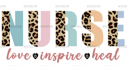 Nurse Love Inspire Heal Leopard-2 DTF Transfer