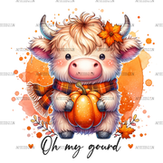 Oh My Gourd Highland Cow DTF Transfer