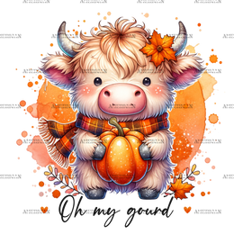 Oh My Gourd Highland Cow DTF Transfer