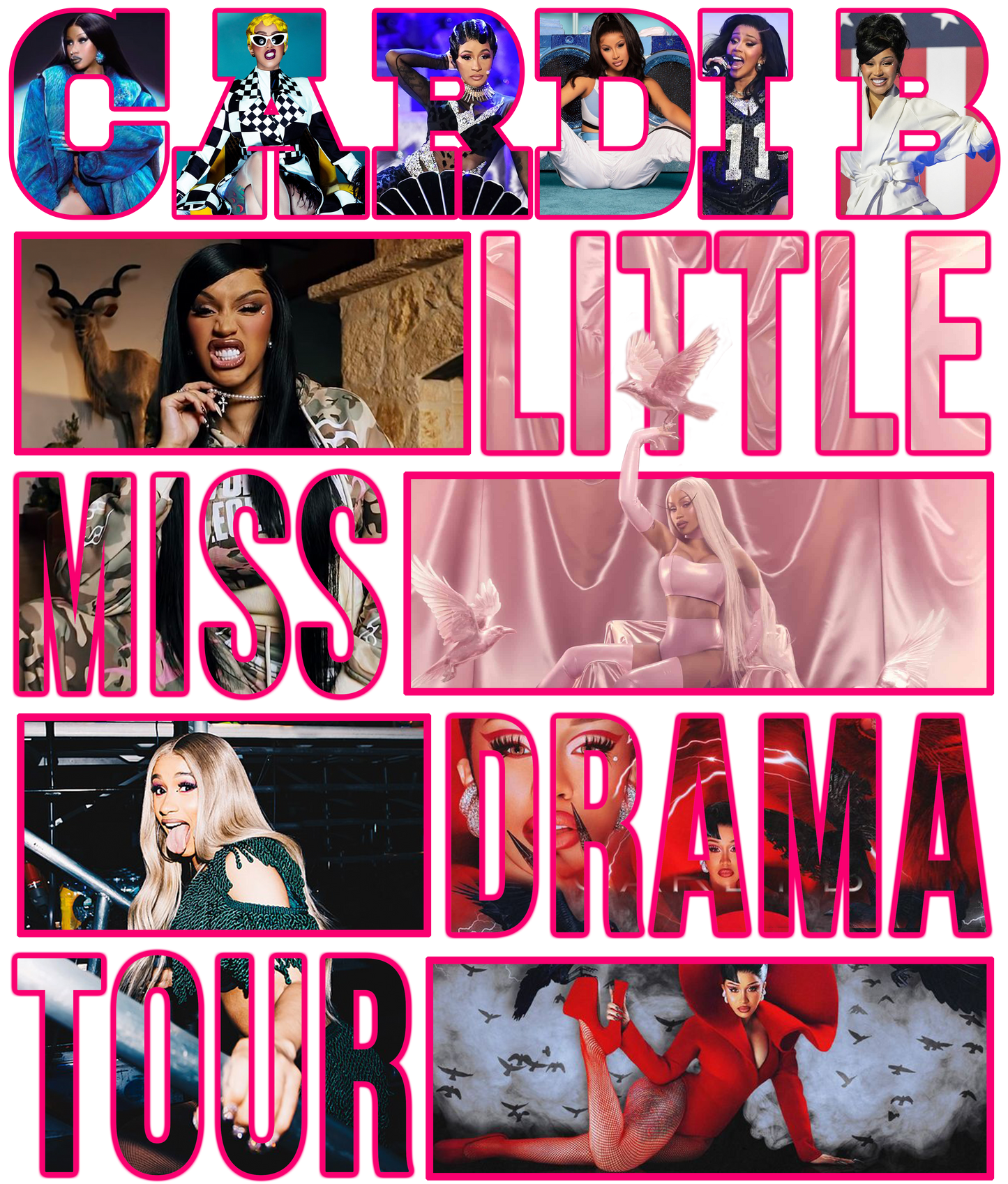 Cardi B Little Miss Drama Tour Sectioned DTF Transfer