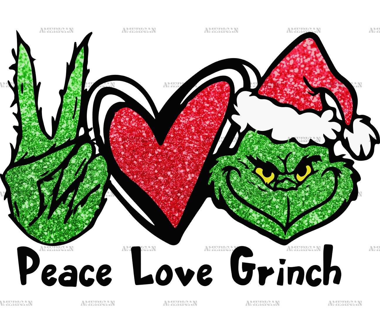 Peace Love Grinch-3 DTF Transfer