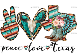 Peace Love Texas DTF Transfer