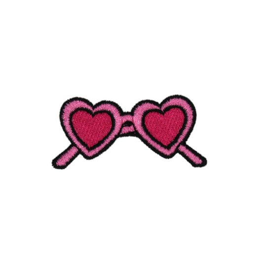 Pink Heart Sunglasses Patch (Small/Embroidery)