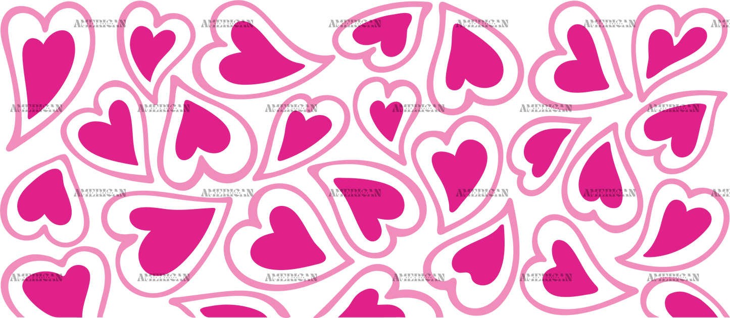 Pink Groovy Hearts UV DTF Transfer