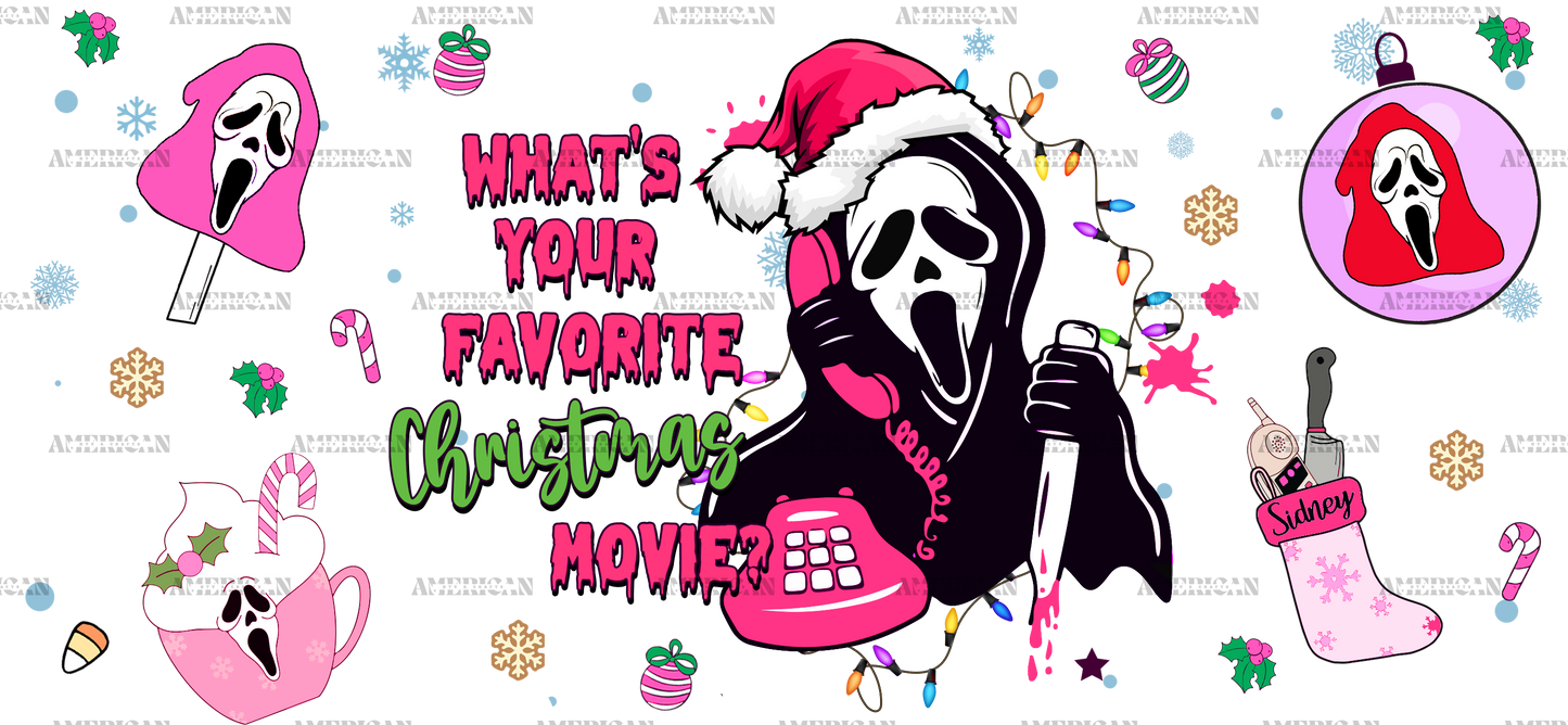 Pink Halloween Christmas Movie UV DTF Transfer