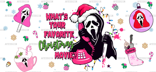 Pink Halloween Christmas Movie UV DTF Transfer