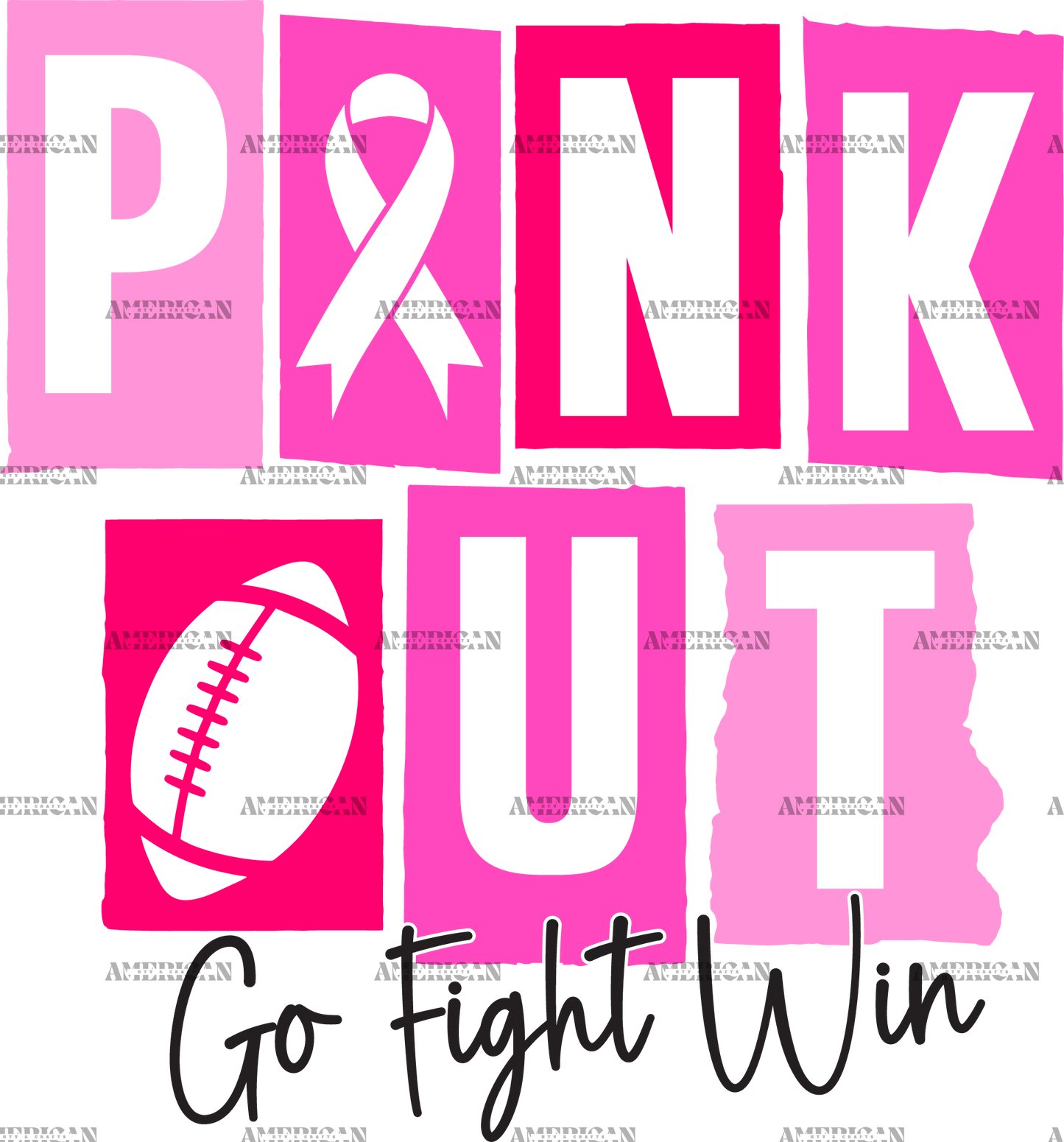 Pink Out Go Fight Win Black DTF Transfer