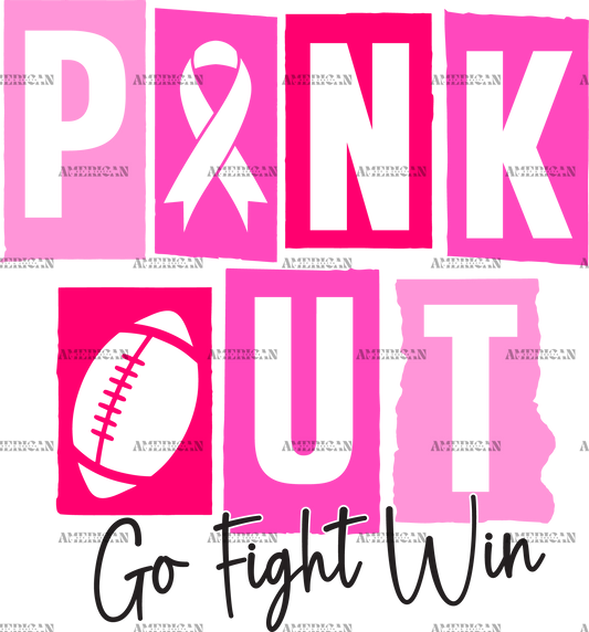 Pink Out Go Fight Win Black DTF Transfer