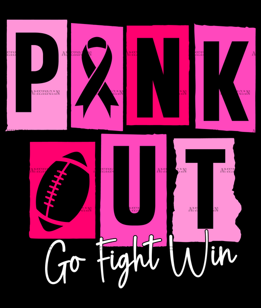 Pink Out Go Fight Win White DTF Transfer