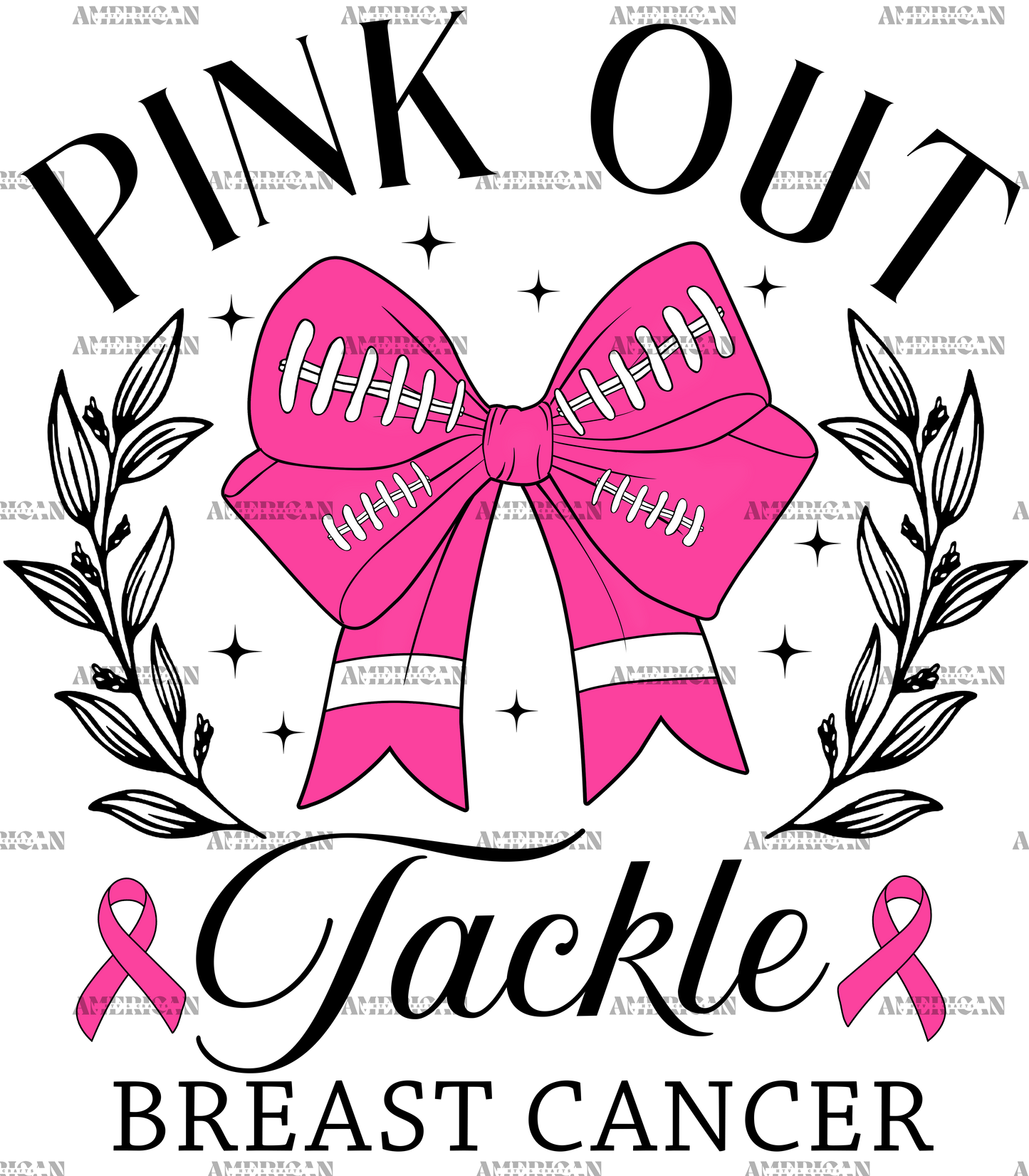 Pink Out Tackle Bow Black DTF Transfer